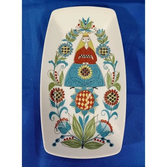 Norwegian Figgjo Flint Saga Norsk FF Fairy Tale Long Dish Plate Norway Vtg - Picture 1 of 9